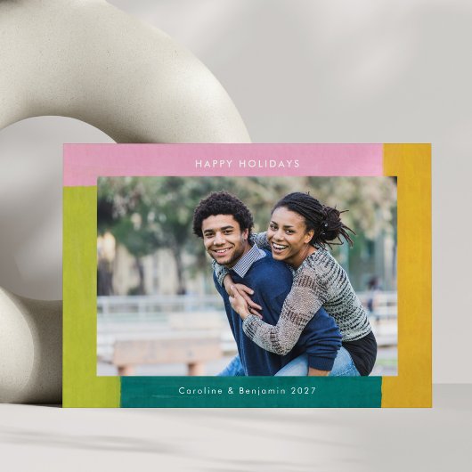 シェイプユニークカラフルティール(緑がかった色)グリーンピンク写真 シーズンカード