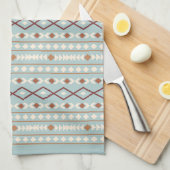 シェイプRptアステカパターンラストクリームティール(緑がかった色) – 青 キッチンタオル (四つ折り)
