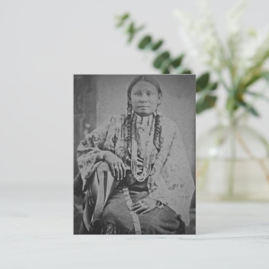 シェインインディアン女性ヴィンテージステレオビューカード ポストカード (スタンド正面)