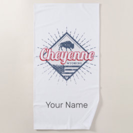 シェインシティワイオミング統一された州ヴィンテージUSA ビーチタオル