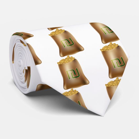 シェケル金ゴールドコインマネーバッグアイコン ネクタイ (ロール)
