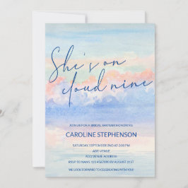 シェスオンクラウドナインパステルウォーターカラーブライダルシャワー 招待状