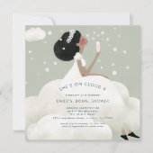 シェスオンクラウド9ティール(緑がかった色)ブライダルシャワースクエア 招待状 (正面)
