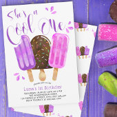 シェスワンガールズクールポプシクルファースト誕生日 招待状