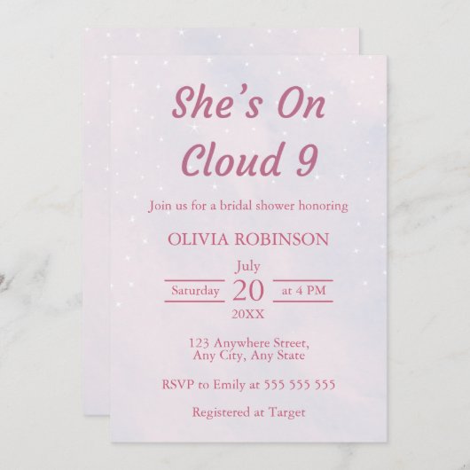 シェズオンクラウド9パステルドリーミーブライダルシャワー 招待状 (正面/裏面)