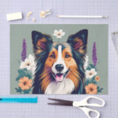 シェットランドエレガントシェプドッグとフローラ 薄葉紙 (クラフト)