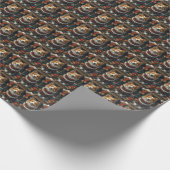 シェットランドシェプドッグとクリスマスプレゼント暖炉 ラッピングペーパー (角)