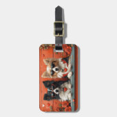 シェットランドシェプドッグとハートバラバレンタインデー ラゲッジタグ (正面縦)