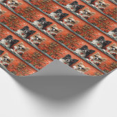 シェットランドシェプドッグとハートバラバレンタインデー ラッピングペーパー (角)