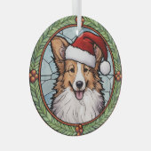 シェットランドシェプドッグのステンドグラスのクリスマス ガラスオーナメント (正面右)