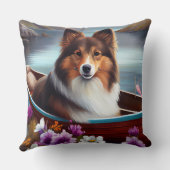 シェットランドシェプドッグをパドルに：風光明媚な冒険 クッション (裏面)