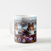 シェットランドシェプドッグをパドルに：風光明媚な冒険 コーヒーマグカップ (正面左)