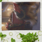 シェットランドシェプドッグクリスマスフェスティバルシーズン キッチンタオル (折り畳み)