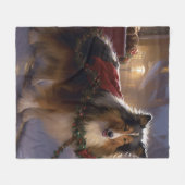 シェットランドシェプドッグクリスマスフェスティバルシーズン フリースブランケット (正面(横))