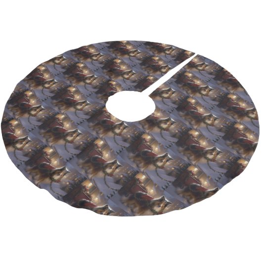 シェットランドシェプドッグクリスマスフェスティバルシーズン ブラッシュドポリエステルツリースカート (アングル)