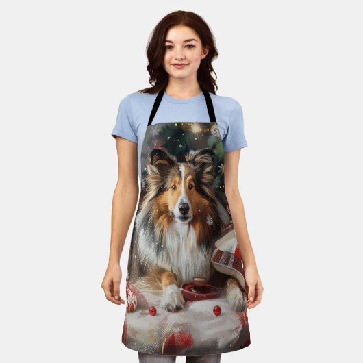 シェットランドシェプドッグクリスマスフェスティバル エプロン (着用した状態)