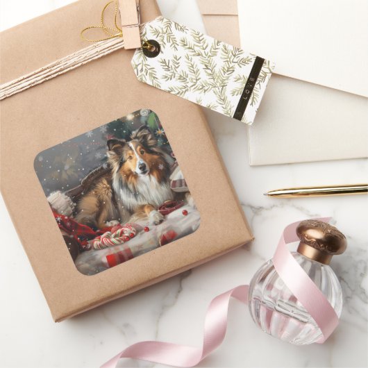 シェットランドシェプドッグクリスマスフェスティバル スクエアシール (ギフト)