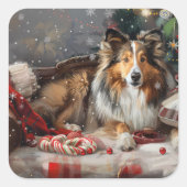 シェットランドシェプドッグクリスマスフェスティバル スクエアシール (正面)