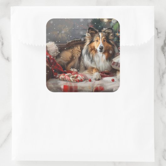 シェットランドシェプドッグクリスマスフェスティバル スクエアシール (バッグ)