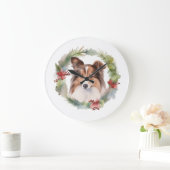 シェットランドシェプドッグクリスマスリースフェスティバルカップ ラージ壁時計 (ホーム)