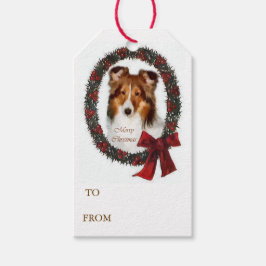 シェットランドシェプドッグクリスマスリース ギフトタグ