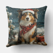 シェットランドシェプドッグクリスマスヴィンテージビーチ クッション (裏面)