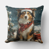シェットランドシェプドッグクリスマスヴィンテージビーチ クッション (正面)