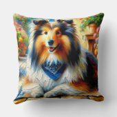 シェットランドシェプドッグコテージガーデンシーン クッション (裏面)