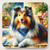 シェットランドシェプドッグコテージガーデンシーン コースター (正面)