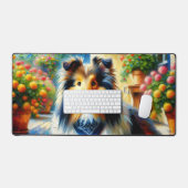 シェットランドシェプドッグコテージガーデンシーン デスクマット (キーボード&マウス)
