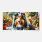 シェットランドシェプドッグコテージガーデンシーン デスクマット (正面)