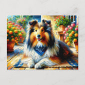 シェットランドシェプドッグコテージガーデンシーン ポストカード (正面)