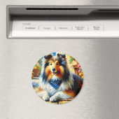 シェットランドシェプドッグコテージガーデンシーン マグネット (インサイチュ (食洗機))