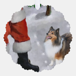 シェットランドシェプドッグシェットランド・ シープドッグクリスマスプレゼント オーナメントカード