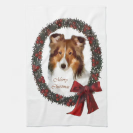 シェットランドシェプドッグシェットランド・ シープドッグクリスマス キッチンタオル