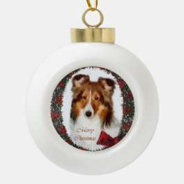 シェットランドシェプドッグシェットランド・ シープドッグクリスマス セラミックボールオーナメント
