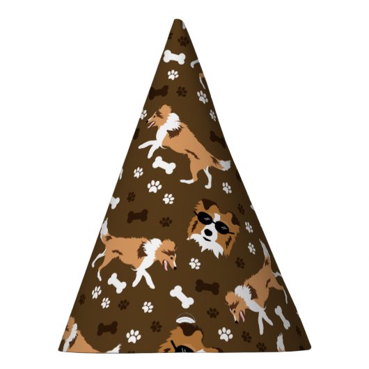 シェットランドシェプドッグシェットランド・ シープドッグポープリントパターンパーティー パーティーハット (右)