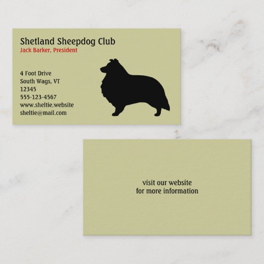 シェットランドシェプドッグシルエット 名刺 (正面/裏面)