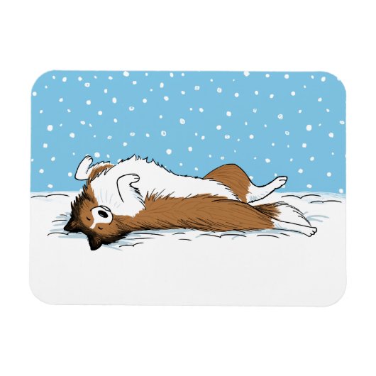 シェットランドシェプドッグスノウドッグシェットランド・ シープドッグウィンターホリデー マグネット (横)