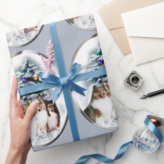 シェットランドシェプドッグトリオクリスマス ラッピングペーパー (ギフト)