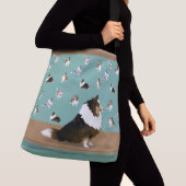 シェットランドシェプドッグトリシェットランド・ シープドッグ、グリーン&ブラウン大 クロスボディバッグ (クローズアップ)