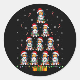 シェットランドシェプドッグドッグサンタハットクリスマスライトキリスト ラウンドシール