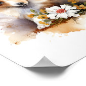 シェットランドシェプドッグパピペットの水のカラーフラワー ポスター (角)