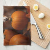 シェットランドシェプドッグパプピー秋デライトカボチャ キッチンタオル (四つ折り)