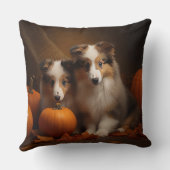 シェットランドシェプドッグパプピー秋デライトカボチャ クッション (裏面)