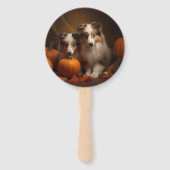 シェットランドシェプドッグパプピー秋デライトカボチャ ハンドファン (正面)