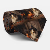 シェットランドシェプドッグパンプキンハロウィーン怖 ネクタイ (ロール)