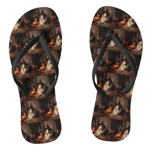 シェットランドシェプドッグパンプキンハロウィーン怖 ビーチサンダル (ソール)
