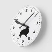 シェットランドシェプドッグブリードシルエットシェットランド・ シープドッグ ラウンド壁時計 (傾斜)