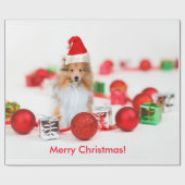 シェットランドシェプドッグメリークリスマスラッピング紙 ラッピングペーパー (フラット)